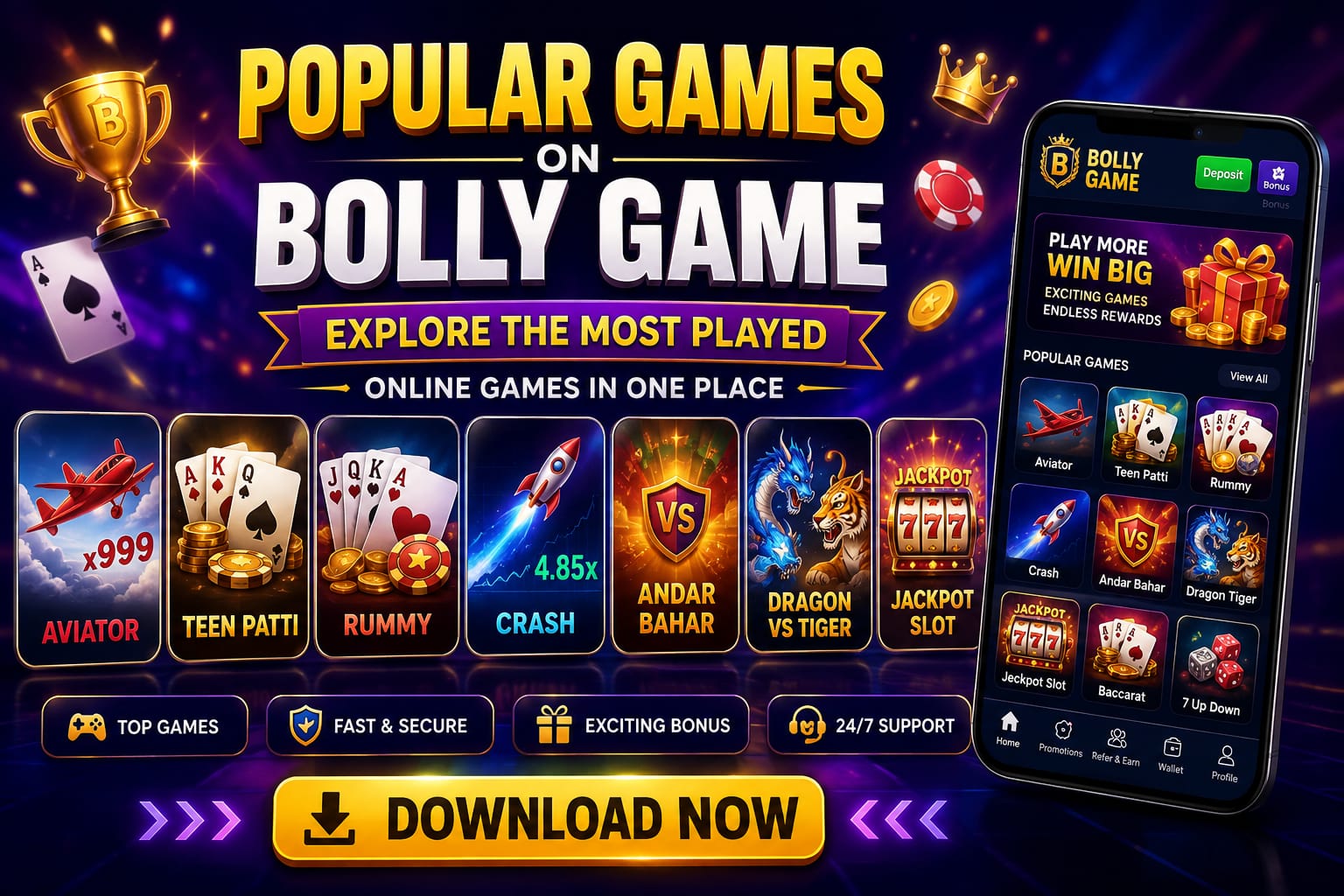 Popular Games on Bolly Game (2026) | Explore the Most Played Online Games in One Place